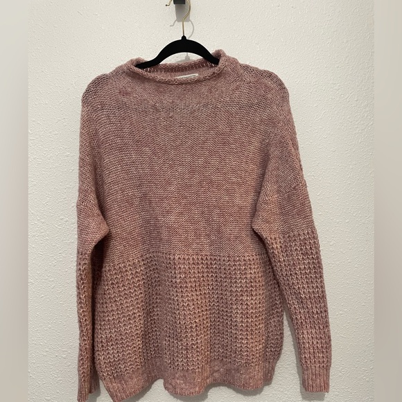 American Eagle Outfitters Chunky Knit Mock Neck Oversized Sweater Pink Size XL - Picture 1 of 8
